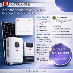 2.5kWh + 4kva Solar Power System (Hybrid Home Solution)