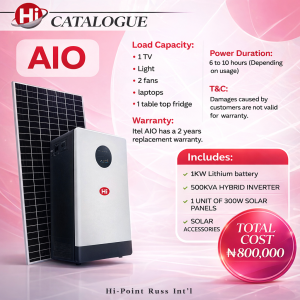 500w + 1kWh AIO Solar Power System